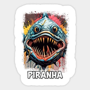 Piranha Amazon River Monster fish Modern Fantasy Art Illustration Sticker